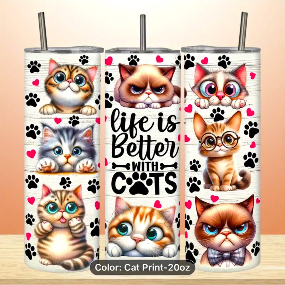 Brand new – T31 Tumbler - 20oz Life is better with cats